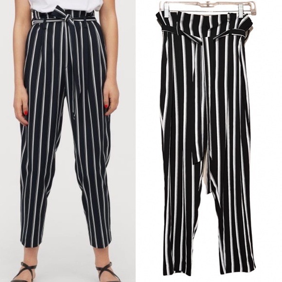 H&M Women’s Navy Paper Bag Trousers - Picture 1 of 4